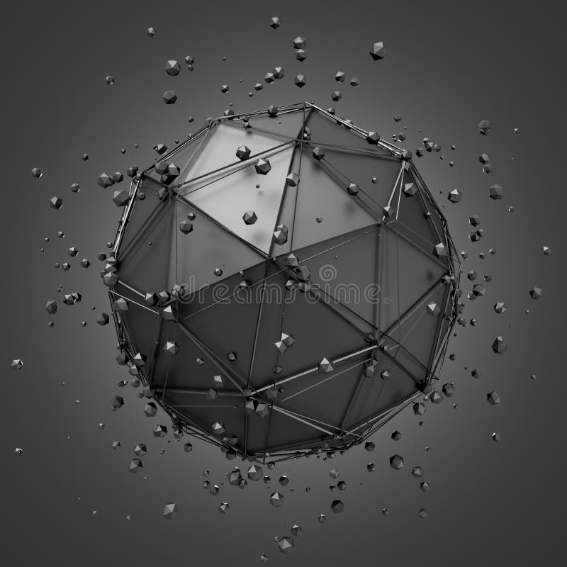 Abstract 3d Rendering of Low Poly Metal Sphere Stock Illustration
