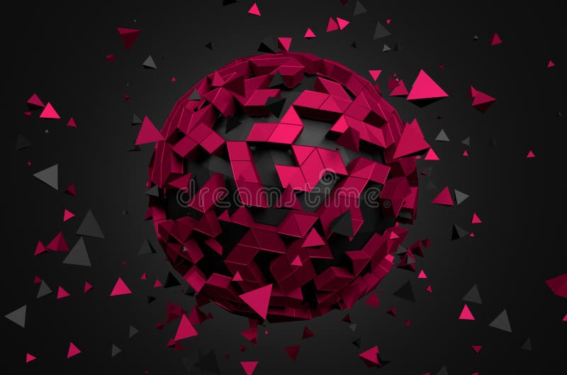 Abstract 3D Rendering of Low Poly Sphere stock illustration