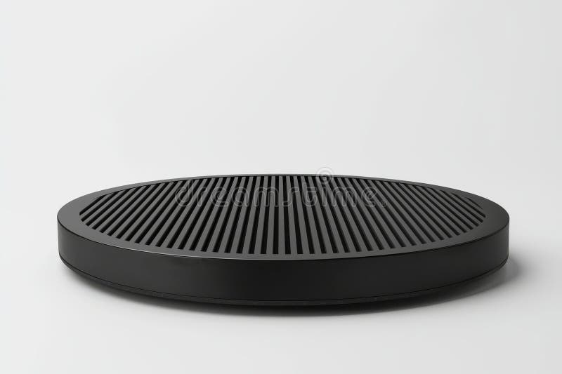 An abstract 3D rendering showing a round podium with vertical lines against a white background. royalty free illustration