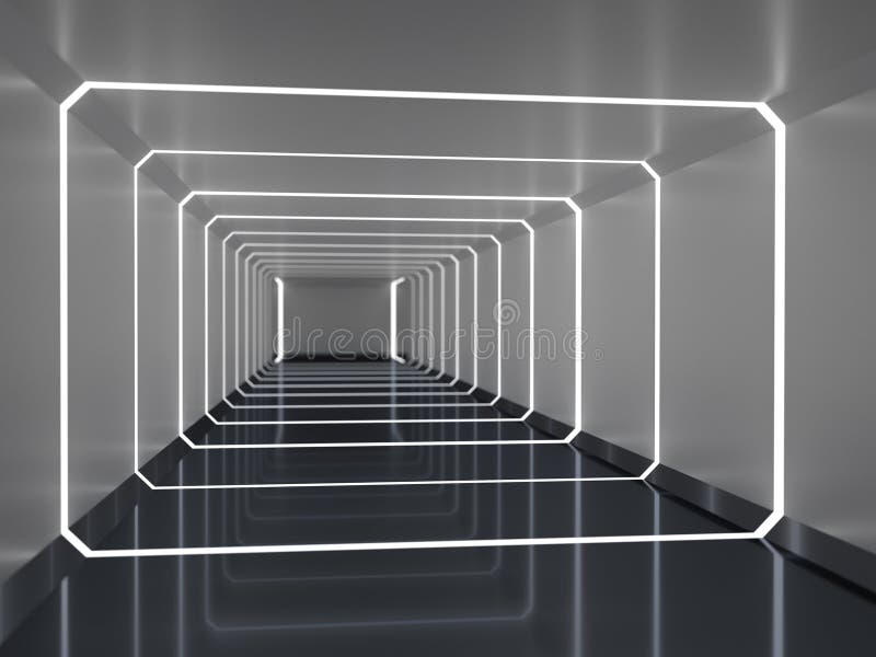 Abstract 3d rendering of spaceship corridor