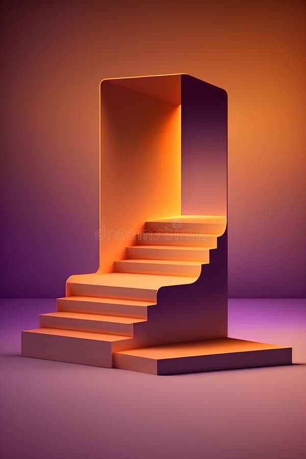 Abstract 3d rendering of stairs. Futuristic background. Elegant pedestal. vector illustration