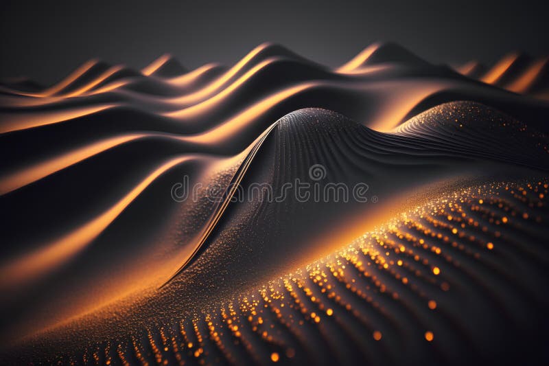 Abstract 3d rendering of wavy surface. Futuristic background with dynamic particles. vector illustration
