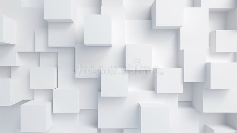 Abstract 3D rendering of white cubes. Futuristic background design vector illustration