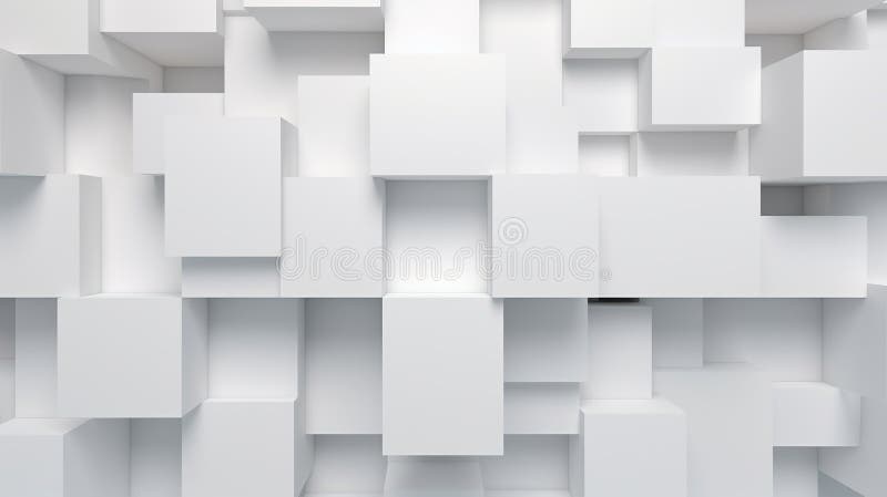 Abstract 3D rendering of white cubes. Futuristic background design royalty free illustration