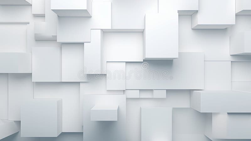 Abstract 3D rendering of white cubes. Futuristic background with geometric shapes vector illustration