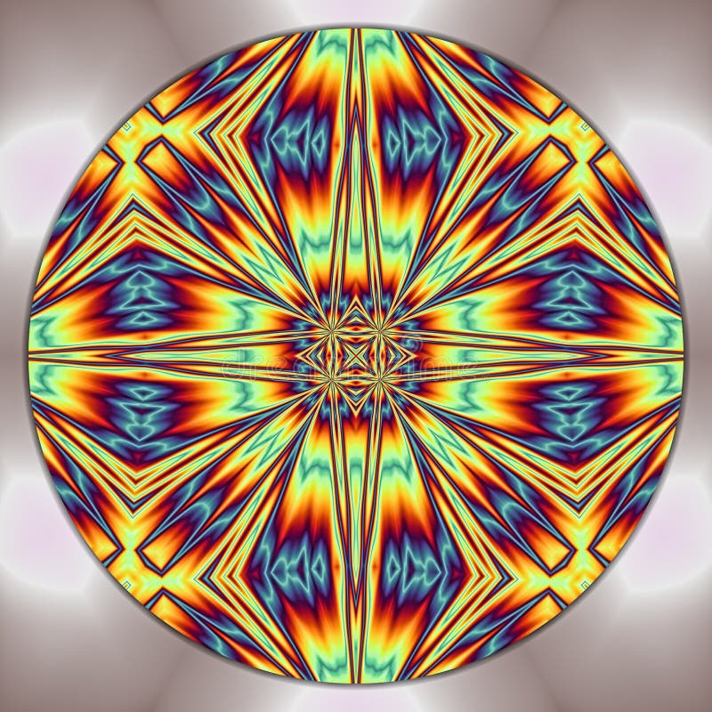 3d round kaleidoscopic fractal pattern royalty free illustration