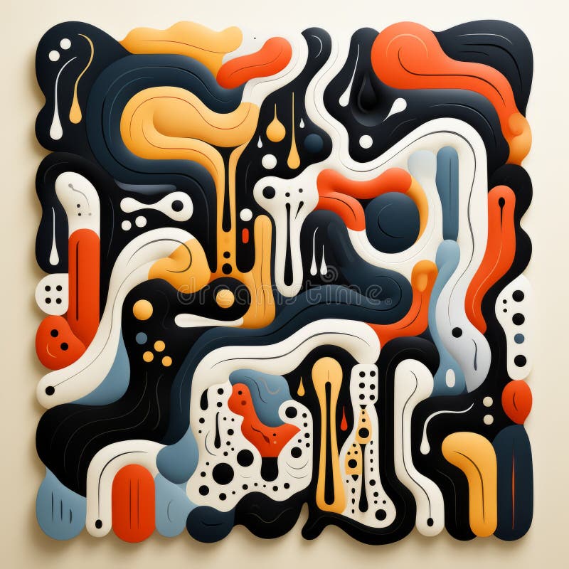 Abstract 3d Shapes Art: Organic Contours, Bold Patterns, and Typography