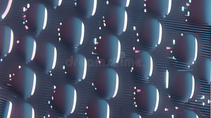 Abstract 3D shapes with glowing edges and colorful dots animation stock footage