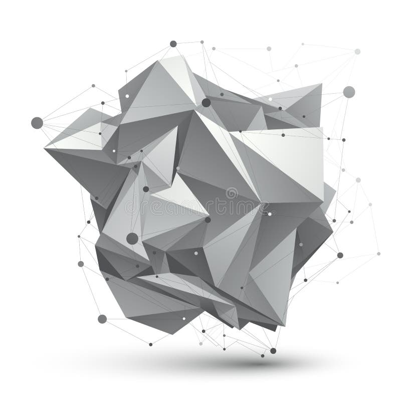 Abstract 3D Structure Polygonal Vector Network Object, Grayscale Art  Deformed Figure. Stock Vector - Illustration of geometrical, facet: 42207676
