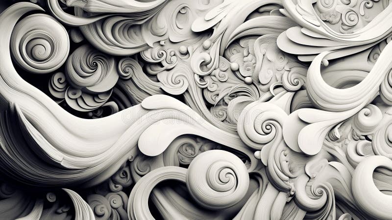Abstract 3D Swirling Patterns in Monochrome Tones Creating a Dynamic and Intricate Visual Texture vector illustration