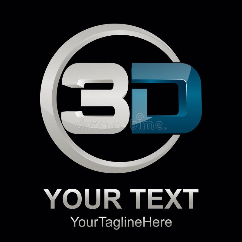 Abstract 3d text shape vector icon logo illustration. 3d shape rendering design vector royalty free illustration