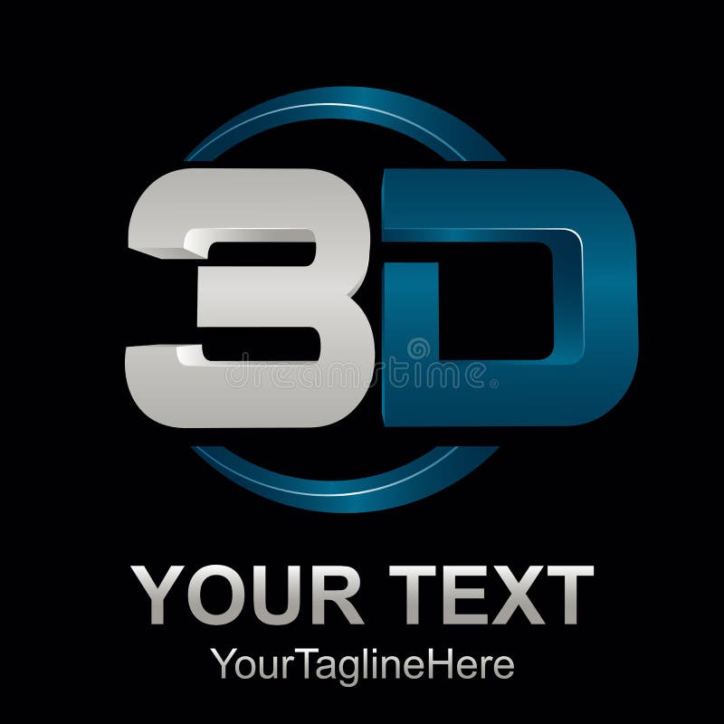 Abstract 3d text shape vector icon logo illustration. 3d shape rendering design vector stock illustration