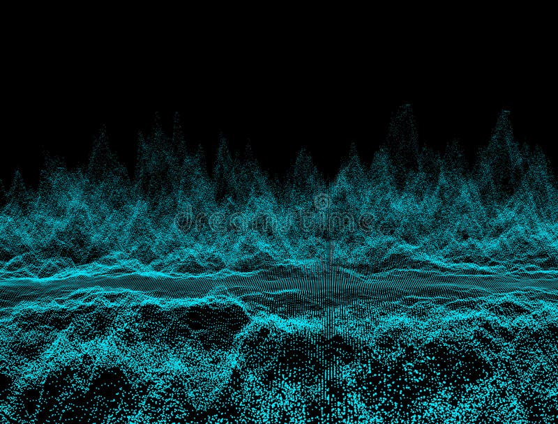 Abstract Dark Background with Moving Loop and Flicker Particles.Motion