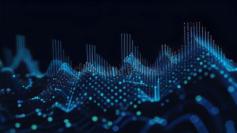 Abstract dark blue background, statistical resampling data sci-fi, Decoration for wallpaper, desktop, poster, booklet cover. Printing on clothes, T-shirts. Creative illustration for design