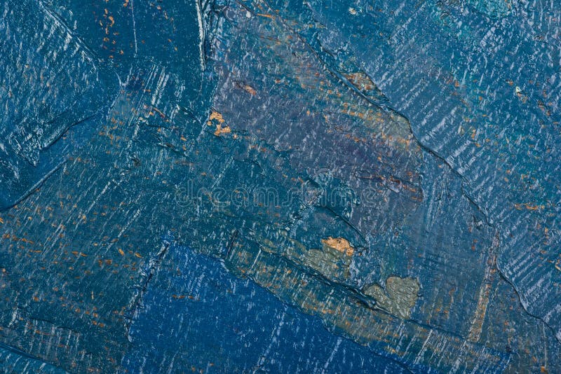 Abstract Dark Blue Oil Painting on Canvas. Stock Illustration