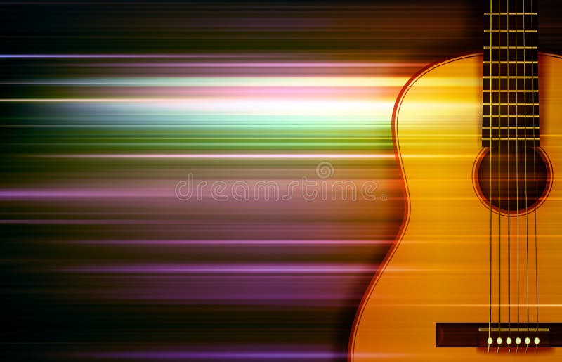 Abstract Dark Blur Music Background with Acoustic Guitar Stock Vector