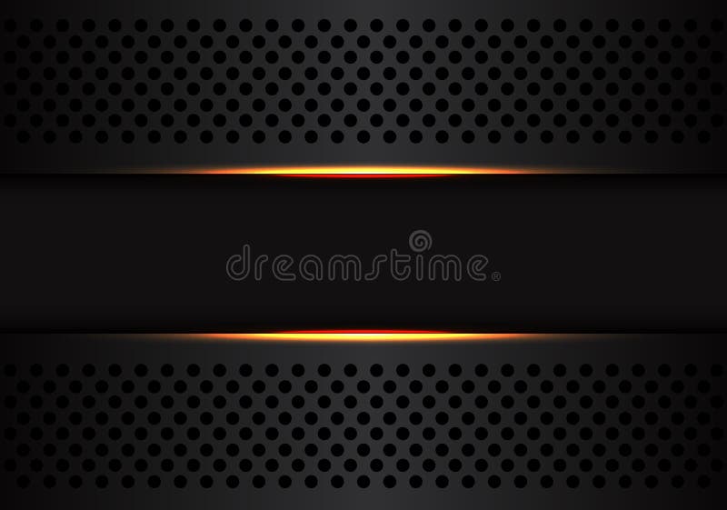 Abstract dark gray banner on black circle mesh with yellow light design modern futuristic technology background vector