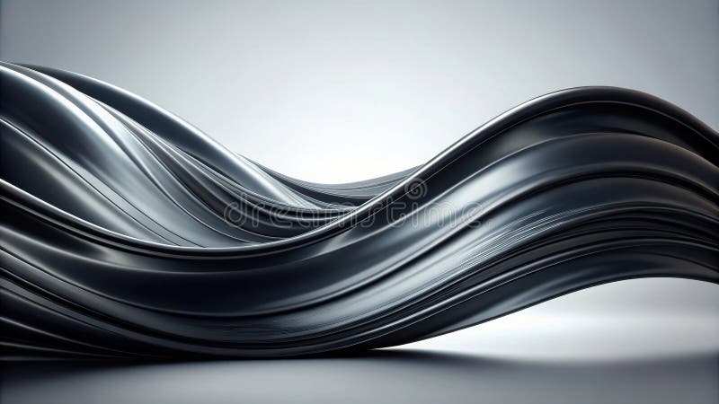 Abstract dark gray swirling fabric drapery, elegant fluid motion design. Generative AI royalty free illustration