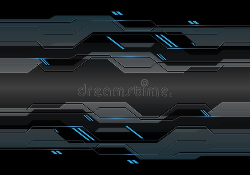 Abstract dark grey metallic cyber circuit with blue light power system data design modern futuristic technology background vector