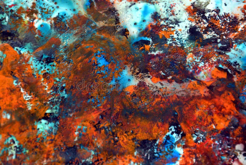 Abstract dark orange blue paint background, painting watercolor background, painting abstract colors