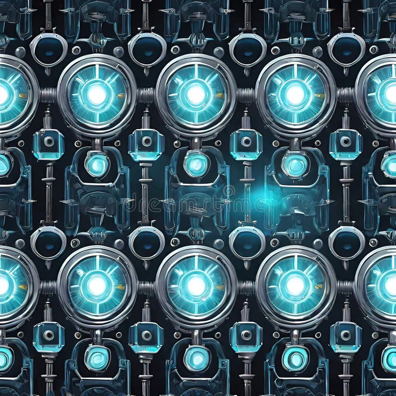 Abstract dark technology background, Colorful seamless pattern with gears and machine parts royalty free illustration