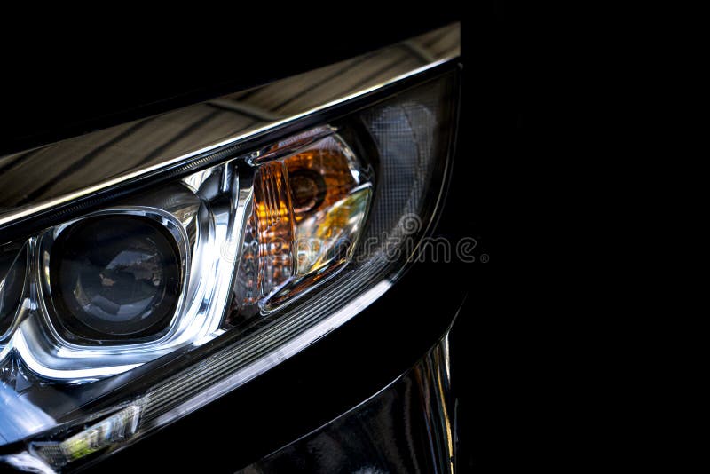 Abstract Dark Tone of Headlights Car. Stock Photo Image of lamp