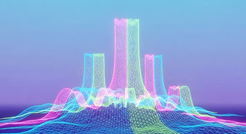 Abstract Data Visualization with Neon Gradients vector illustration