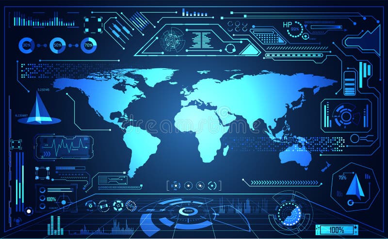 Abstract de interfacehologram van de technologie ui futuristisch kaart hud ele royalty-vrije illustratie Abstract de interfacehologram van de technologie ui futuristisch kaart hud ele royalty-vrije illustratie