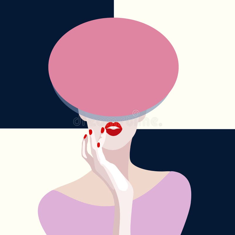 Abstract de vrouwenmodel van het waterverfpatroon in hoedenrood en kleding stock illustratie Abstract de vrouwenmodel van het waterverfpatroon in hoedenrood en kleding stock illustratie