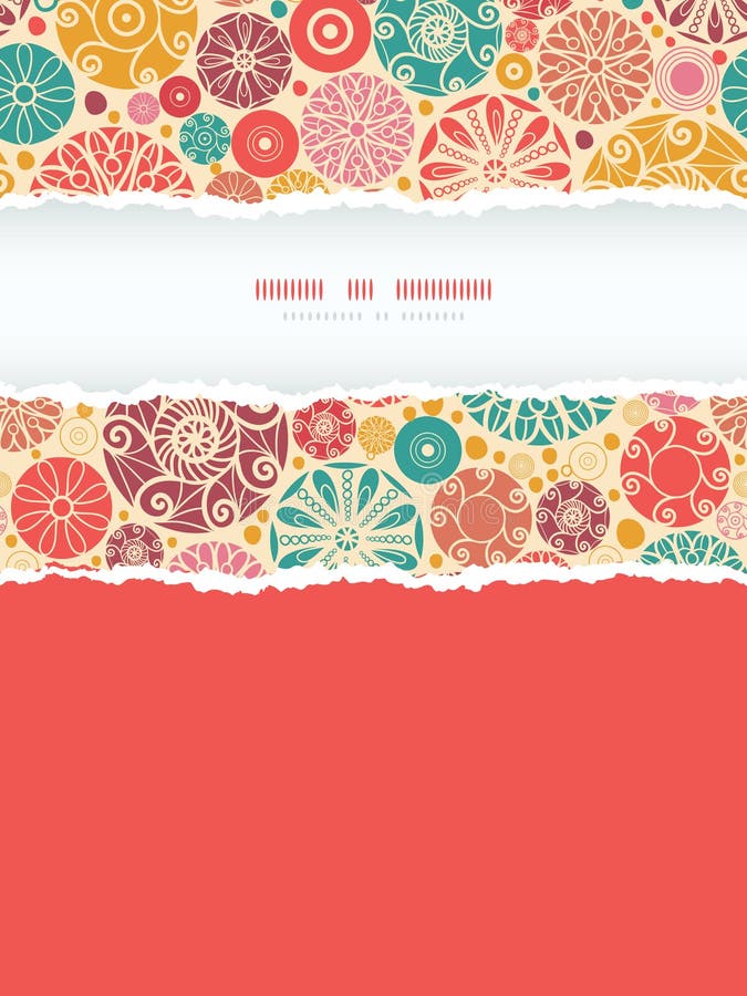 Abstract decorative circles vertical torn frame vector illustration