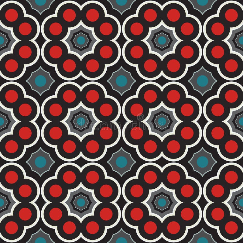 Abstract Decorative Geometrical Seamless Pattern Of Red Black Gray White And Teal Shades Stock Vector Illustration Of Geometrical Multicolor 100279111