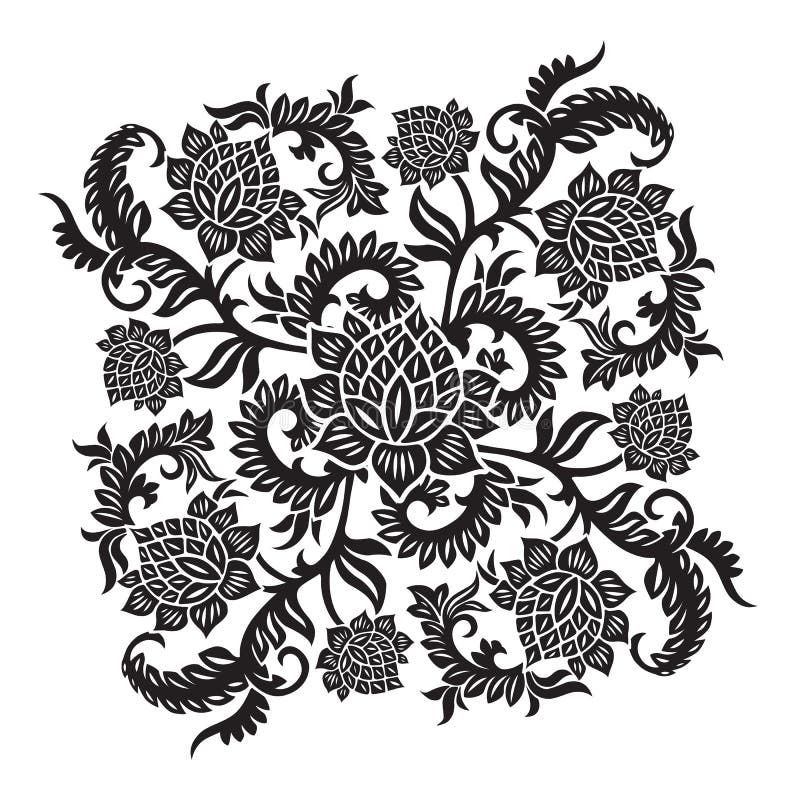 Abstract decorative ornament with flower, vector illustration stock illustration