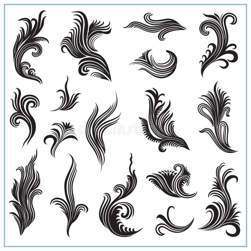 Abstract decorative plants Set 1 stock illustration