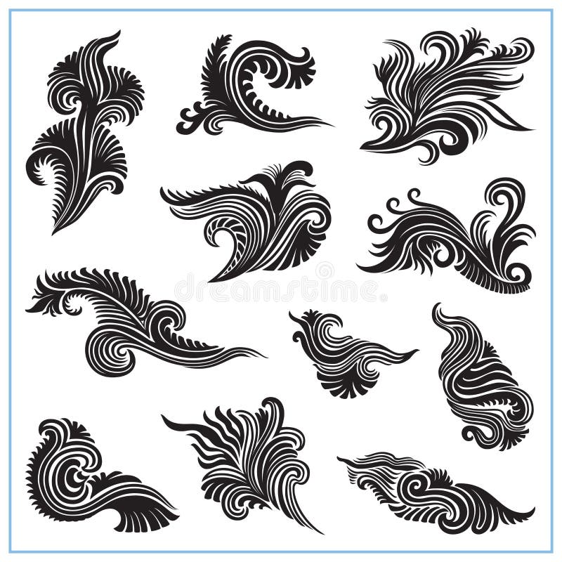 Abstract decorative plants Set 2 vector illustration