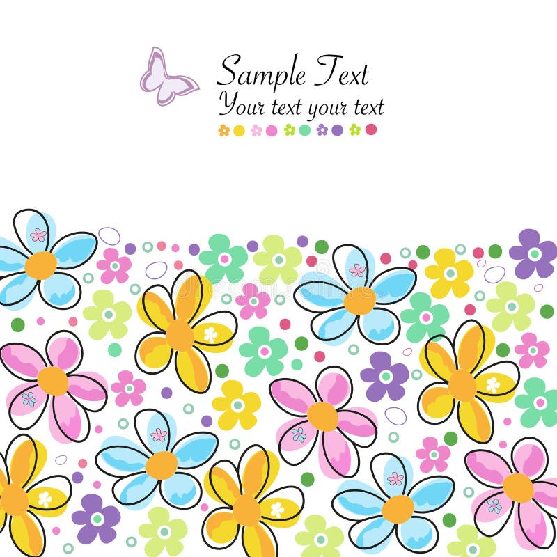 Abstract decorative spring flowers greeting card vector illustration