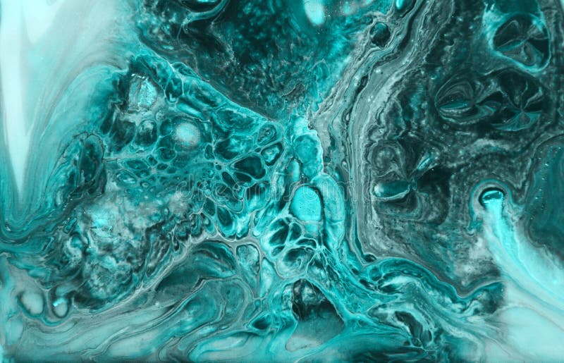 Abstract Deep Blue And Green Marble Texture, Acrylics Art Stock Photo Image of hand, flow
