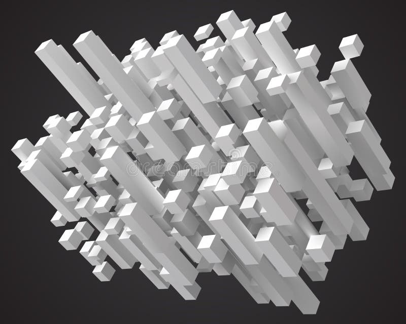 Abstract with deformed cubes. diagonal version. 3d style vector illustration vector illustration