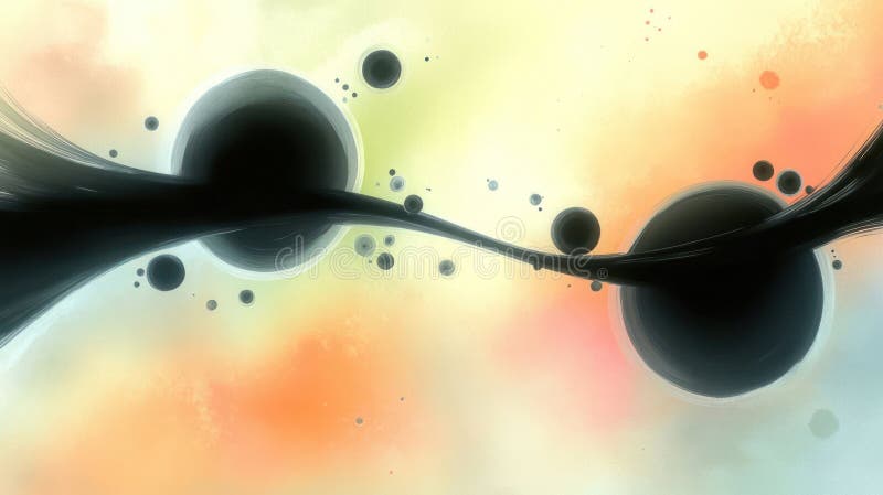 Abstract Cosmic Connection: Two Dark Planets Linked by a Star Stream stock illustration