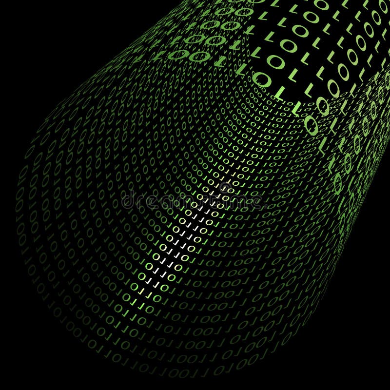 Abstract DesignBinary Code Cylindrical 3D Shape. Technology Co Stock