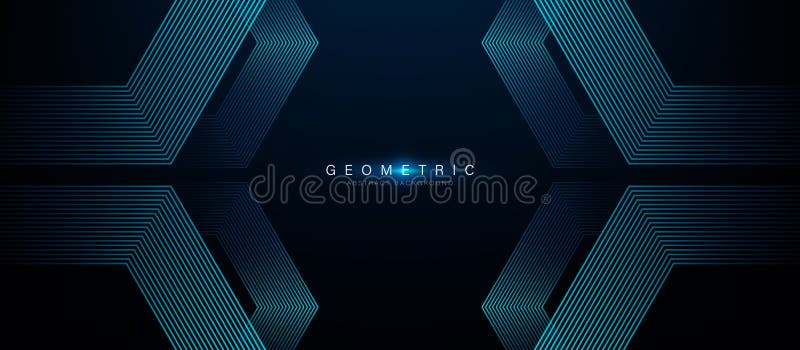 Abstract design with blue glowing hexagon geometric lines background. Modern minimal trendy lines pattern. Vector illustration royalty free illustration