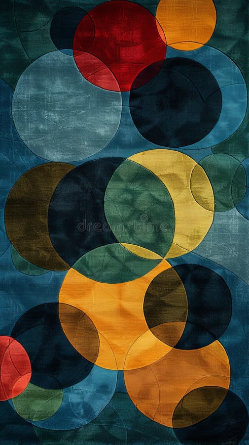 Design de cercuri colorate abstracte pe fundal texturat pe covoare. Design abstract cu cercuri colorate suprapuse pe un covor texturat. modelul dinamic și modern adaugă o atingere dinamică și artistică perfectă pentru decorul interior contemporan și elegant. generate de