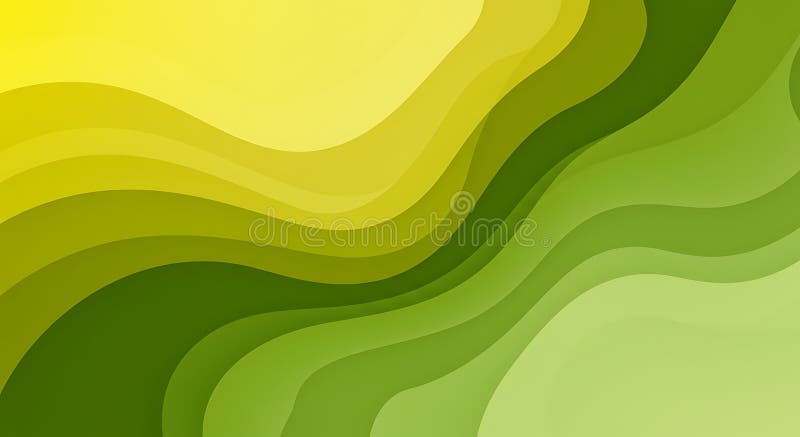 Abstract design featuring smooth, flowing waves in shades of yellow and green. vector illustration