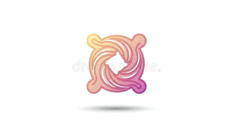 Abstract design featuring a swirling, circular pattern with four rounded protrusions at vector illustration