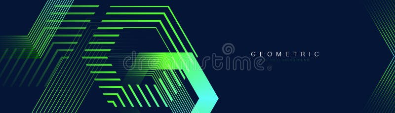 Abstract design with green glowing hexagon geometric lines background. Modern minimal trendy lines pattern. Vector illustration vector illustration