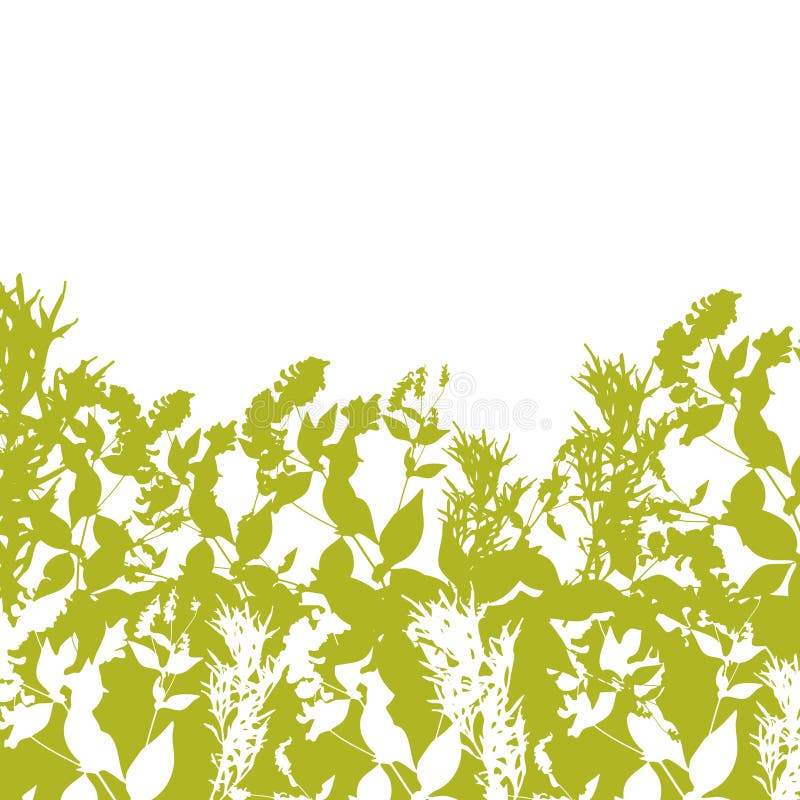 Abstract Design with Green Leaf Silhouette on White Background. Vector