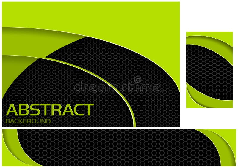 Abstract Neon Green and Black Tech Design Set royalty free illustration