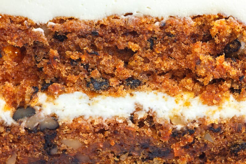 Abstract detail of carrot cake with frosting stock image