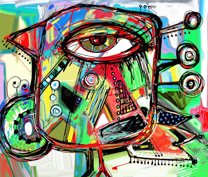 Abstract digitaal het schilderen kunstwerk van krabbelvogel vector illustratie Abstract digitaal het schilderen kunstwerk van krabbelvogel vector illustratie