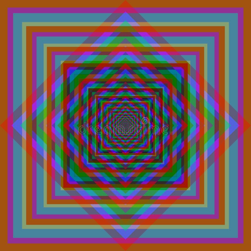 Abstract digital artwork of colorful square patterns - optical illusion background vector illustration