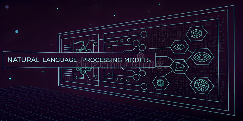 Exploring Natural Language Processing Models A Visual Representation of AIs Linguistic Capabilities stock illustration
